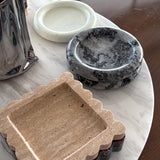 Square Scalloped Stone Tray (Travertine)