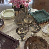 Long Scalloped Stone Tray (Rosa Levanto)