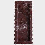Long Scalloped Stone Tray (Rosa Levanto)