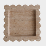 Square Scalloped Stone Tray (Travertine)