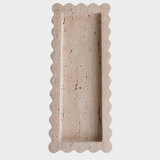 Long Scalloped Stone Tray (Travertine)