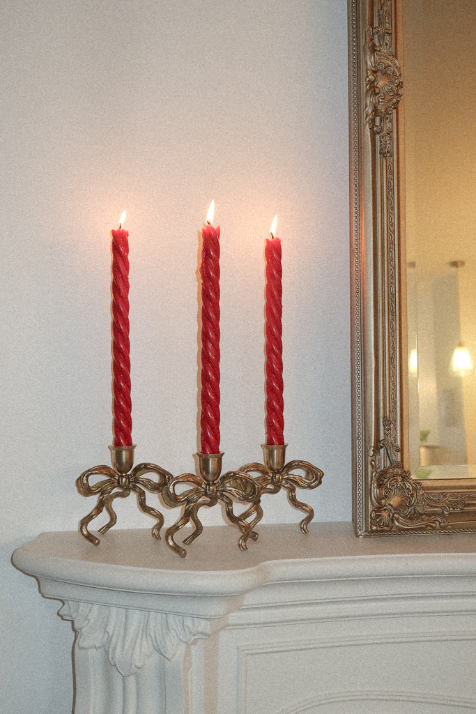 Harlow roped candlestick (set of 2 - red)