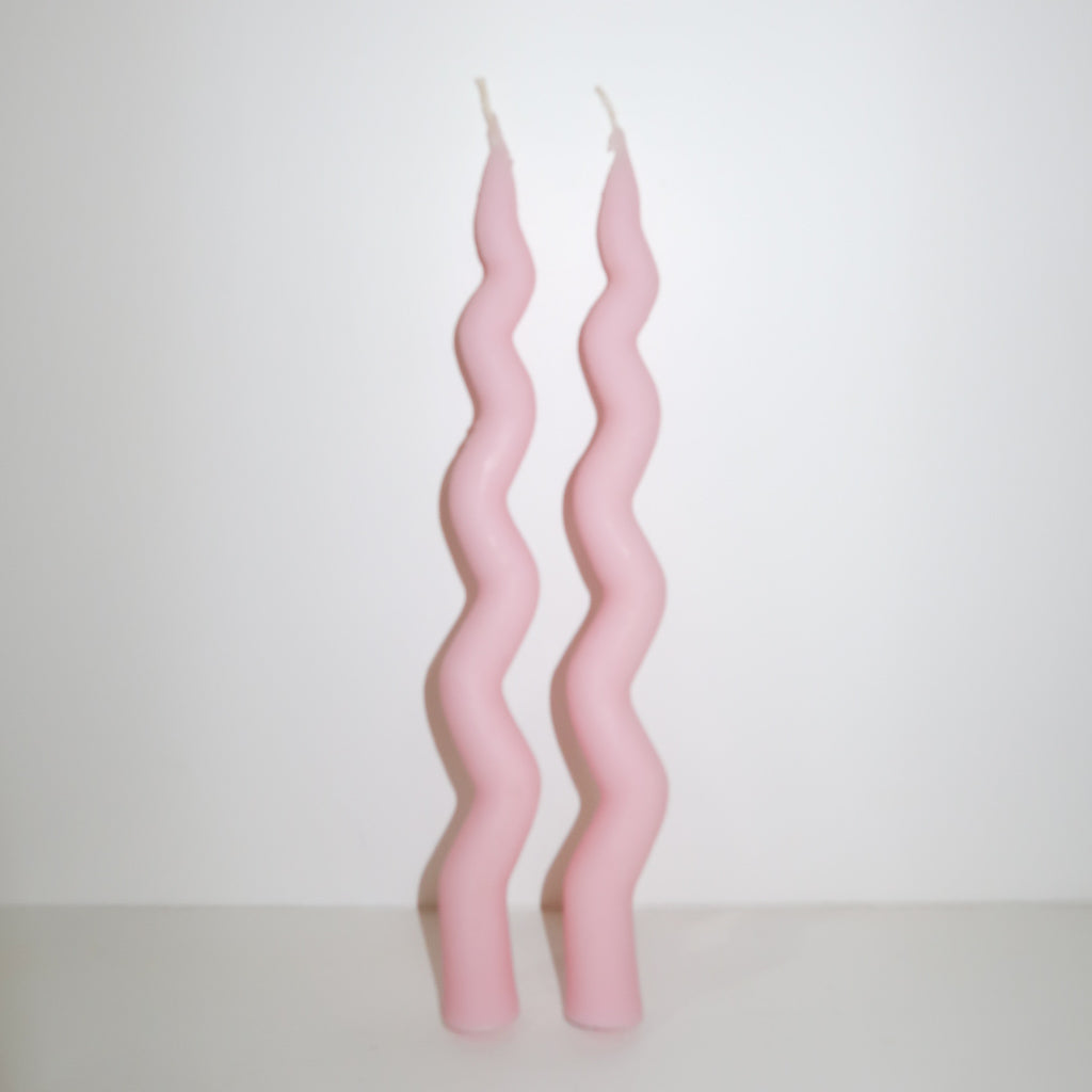 Squiggle Candle (Set of 2 - Pink)