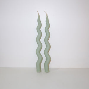 Squiggle Candle (Set of 2 - Sage)