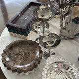 Round Scalloped Stone Tray (Dark Emperador)