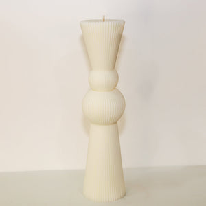 Dominique ridge taper candle - 27cm (Tan)