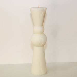 Dominique ridge taper candle - 27cm (Ivory)