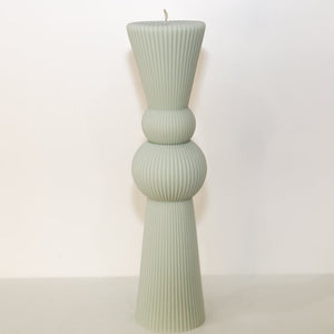 Dominique ridge taper candle - 27cm (Sage)