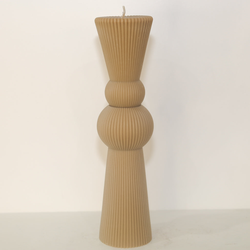 Dominique ridge taper candle - 27cm (Tan)