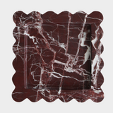 Square Scalloped Stone Tray (Rosa Levanto)