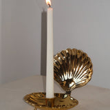 Polished Brass Clam Candle Holder
