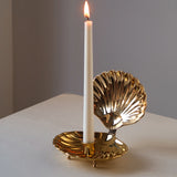 Polished Brass Clam Candle Holder