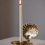 Polished Brass Clam Candle Holder