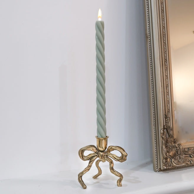 Silver Coated Brass Bow Candle Holder