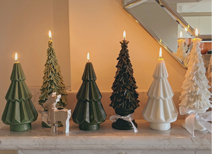 Nordic Christmas Tree Candle (White)