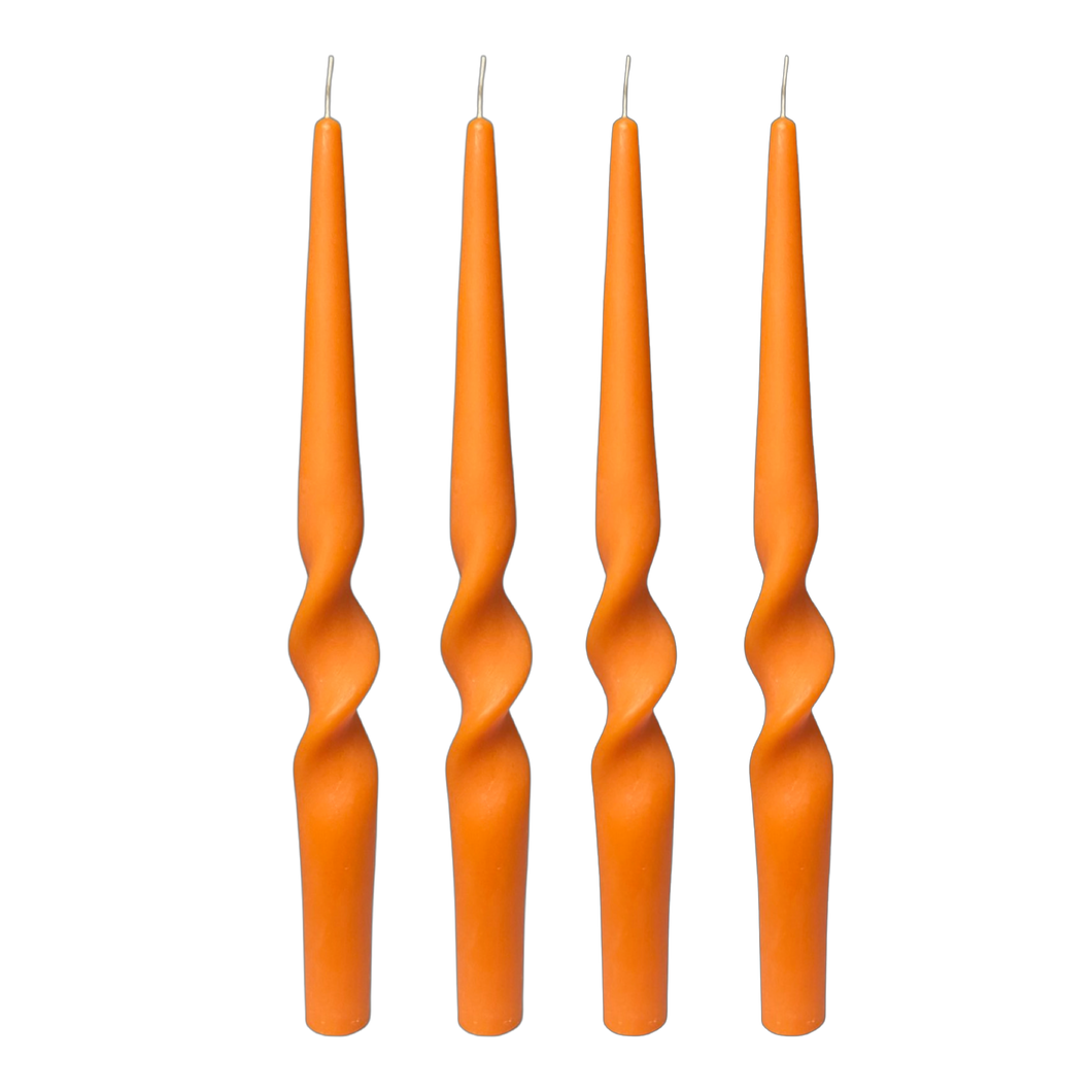 Spiral Candle Orange (Set of 4)